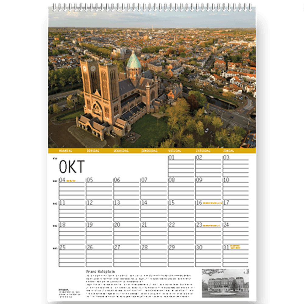 Maand oktober in Haarlem Jaarkalender 2027. Foto van Kathedrale Basiliek Sint Bavo