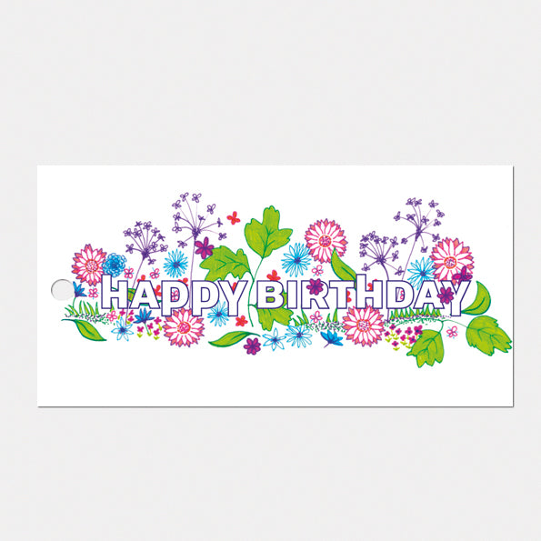 Kado- of bloemkaartje 'Happy birthday', set van 3