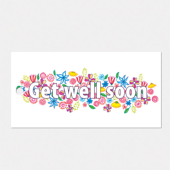 kado- of bloemkaartje 'Get well soon', set van 3