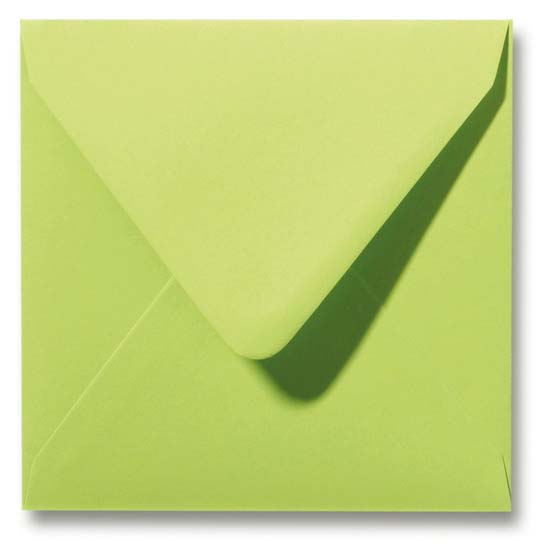 Groene enveloppen 16 x 16 cm, puntklep