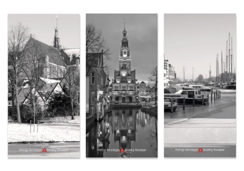 kerstkaarten Alkmaar zwart/wit foto's