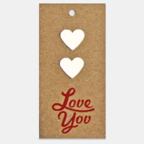 Kado- of bloemkaartje op kraft karton, Love You, per stuk