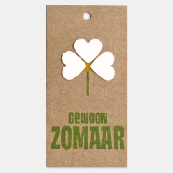 Bloemkaartje op kraft karton, Zomaar, per stuk. Handgemaakt