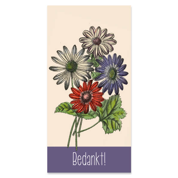 Bloemenkaartjes Bedankt met boorgatje
