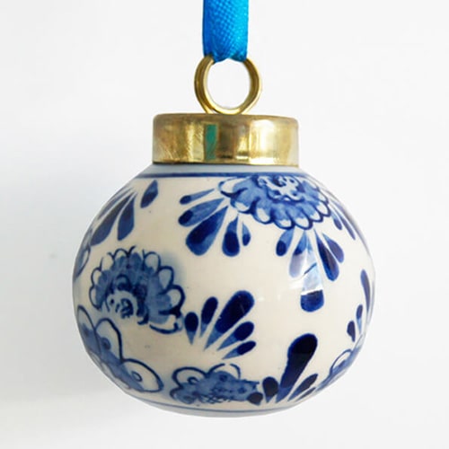 kerstbal klein delftsblauw keramiek