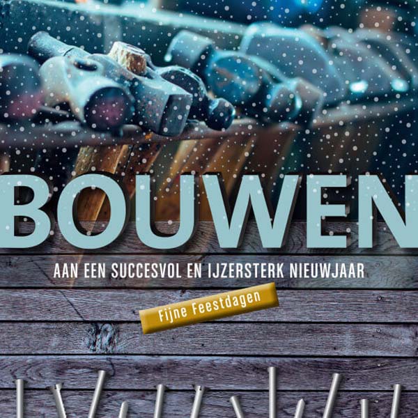 Zakelijke kerstkaart voor bouw- of timmerbedrijf met hamers