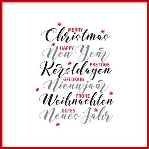 Kerstkaart Handgeschreven kerstwens, internationaal