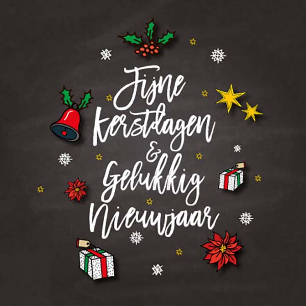 Kerstkaart met kerst tekeningetjes en envelop