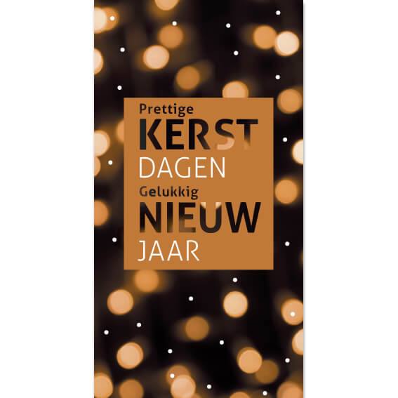Kerstkaart sfeervol in koperkleuren, staand
