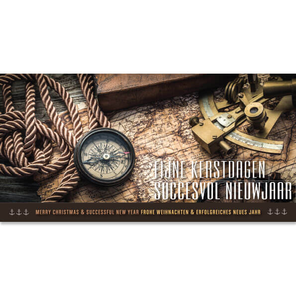 Liggende kerstkaart Maritiem met envelop.