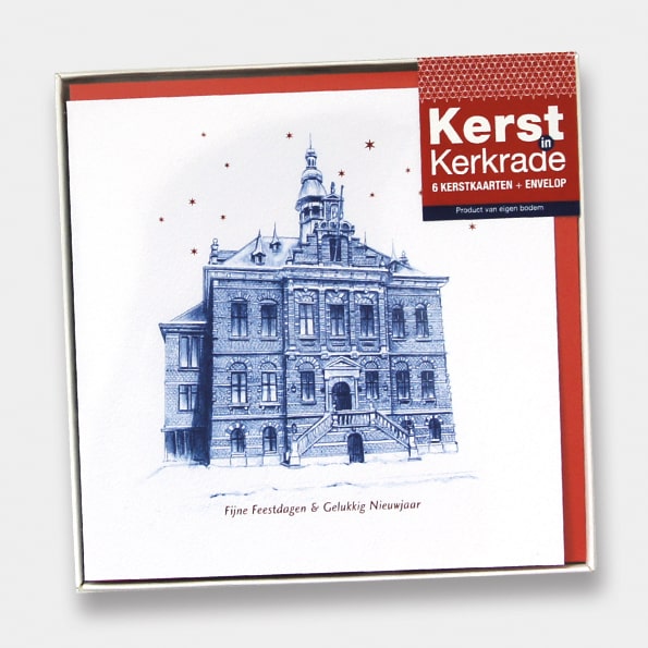 Kerstkaarten set Kerkrade, tekening stadhuis
