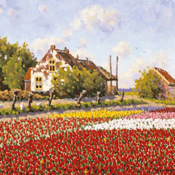 Wenskaart Boerderij in Bollenstreek, Leo van den Ende