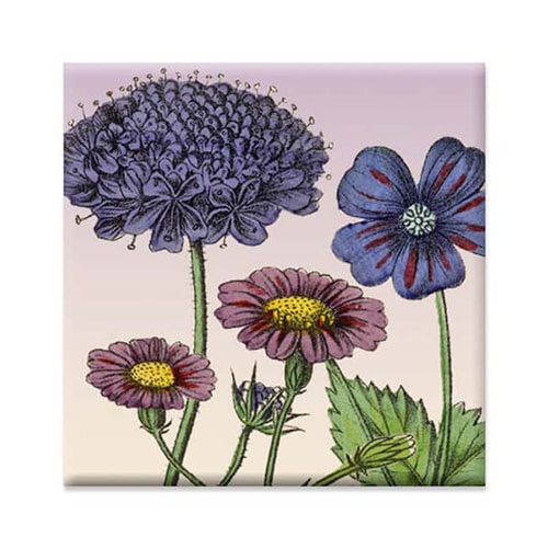 Magneetje bloemen in paars, vierkant