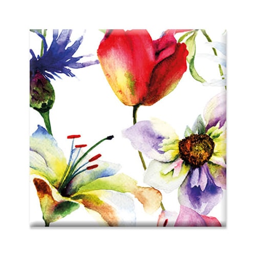 magneetje kleurrijke bloemen, vierkant