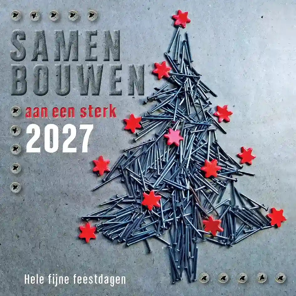 Nieuwjaarskaarten samen bouwen aan sterk 2027. Kerstkaarten Bouw sector