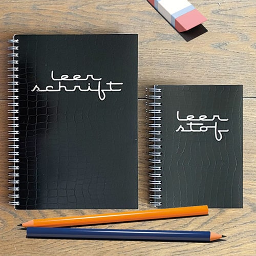 Notitieboekjes Leerachtig zwart, lijntjes, set van 2