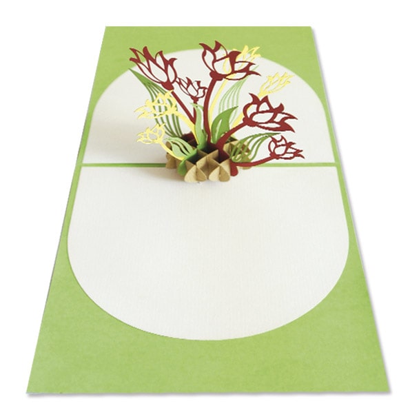 Pop up kaart tulpen binnenkant