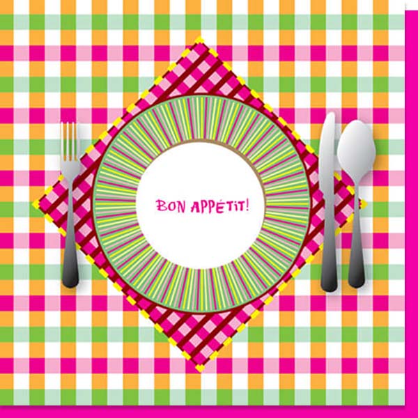 Uitnodigingskaartje voor etentje 'Bon Appétit'