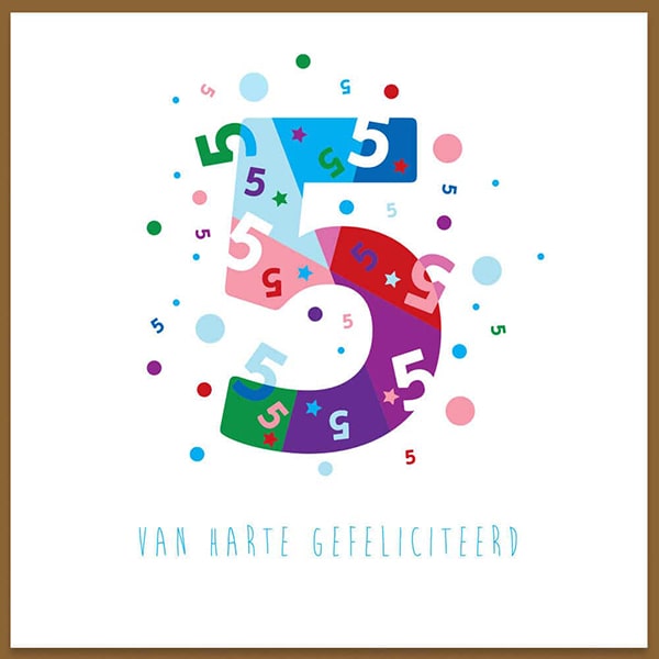 Verjaardagskaart voor kind dat 5 jaar wordt