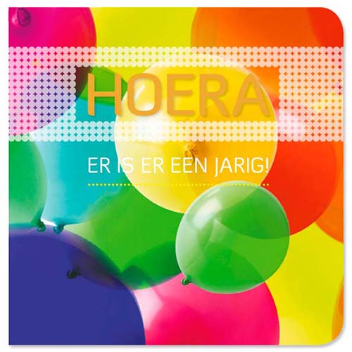 Verjaardagskaart Hoera en ballonnen