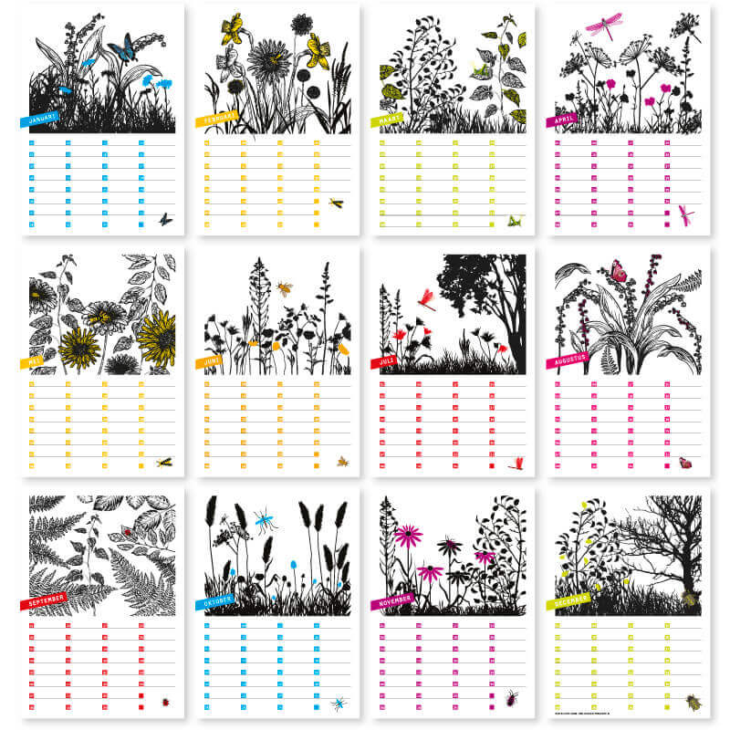 Voorbeeld maandblad verjaardagskalender A4