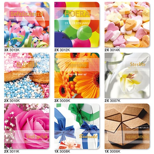 Set van 18 kaarten: verjaardagskaarten, beterschapskaarten, felicitatiekaarten...