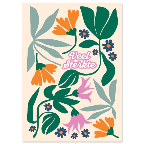 Klein kaartje veel sterkte met bloemen