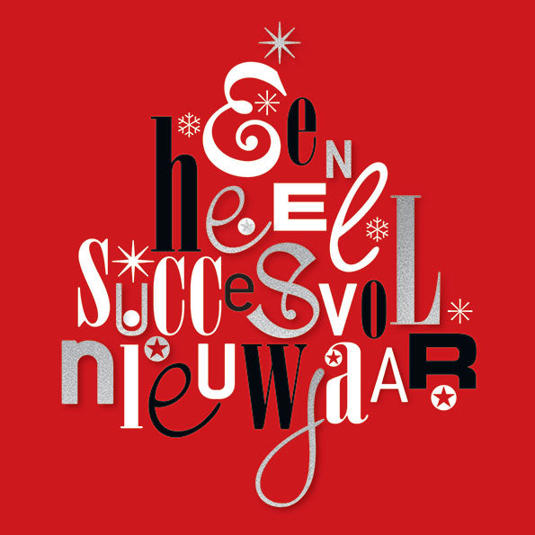 Zakelijke Nieuwjaarskaarten met typografische kerstboom.