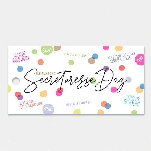Kadokaartjes secretaressdag vrolijke confetti, 3 ex