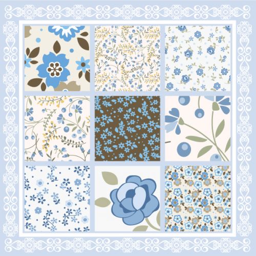 wenskaart bloemen in  pastel blauw