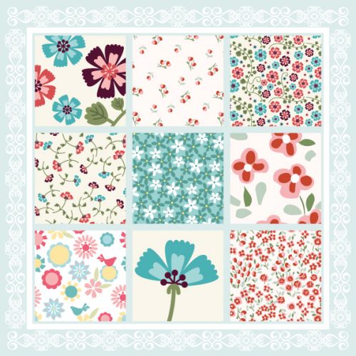 bloemenkaart motiefjes in mintgroen