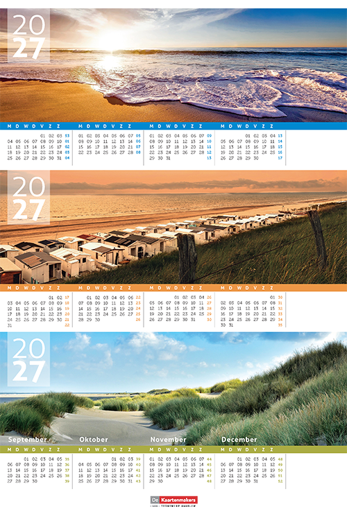 Bureakalender 2027 Zee, compleet jaaroverzicht