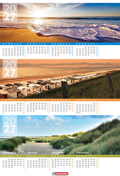 Bureakalender 2027 Zee, compleet jaaroverzicht