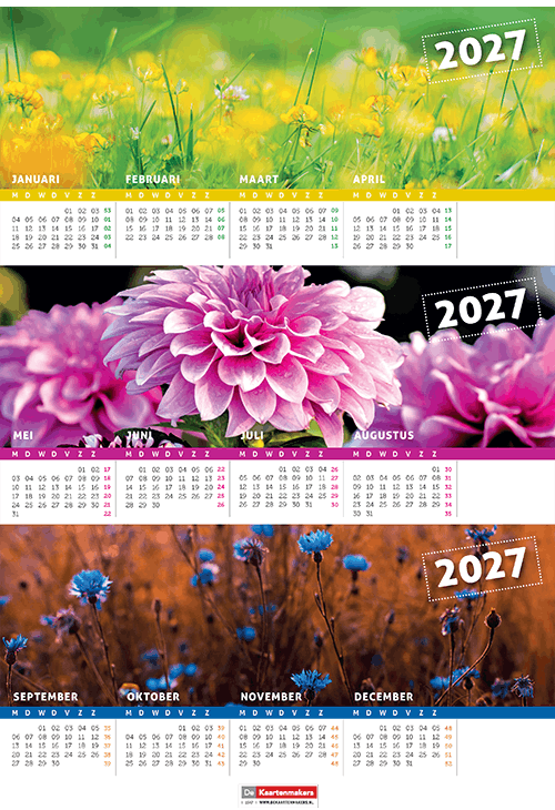 Bureaukalender 2027 natuur foto's, compleet jaaroverzicht