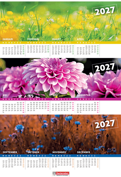 Bureaukalender 2027 natuur foto's, compleet jaaroverzicht