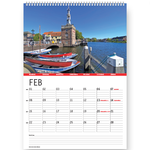 jaarkalender 2027, Accijnstoren, maandblad februari