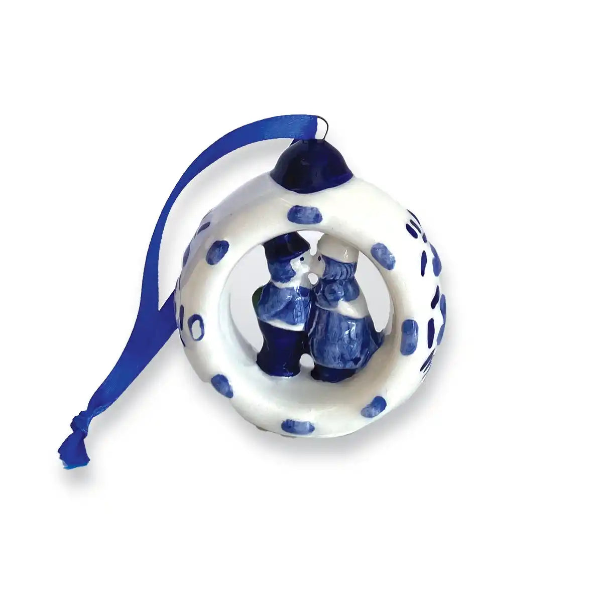 Kerstbal Delfts blauw Kussend paar
