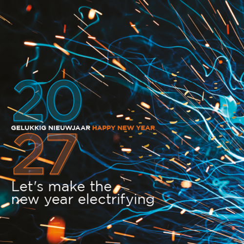 Nieuwjaarskaart 2027 electrifying new year | techniek
