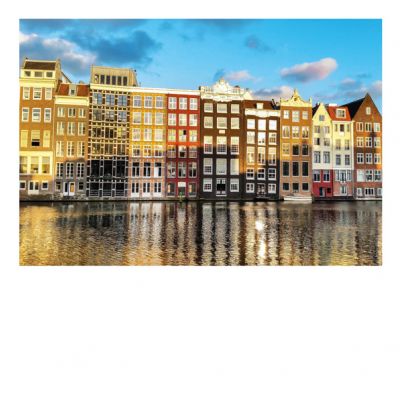 kaart Amsterdam grachtenpanden in zon