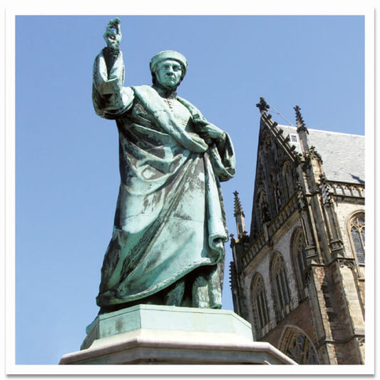 Ansichtkaart Haarlem Coster op Grote Markt