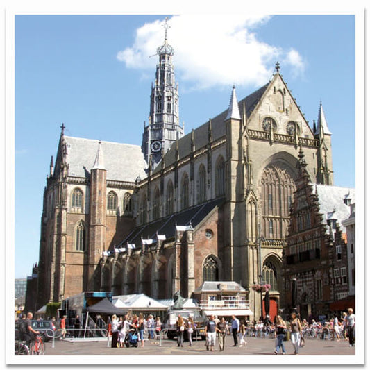 Ansichtkaart Haarlem, Bavokerk op Grote Markt