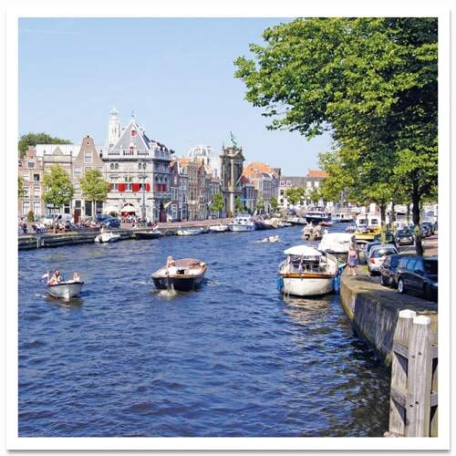 Postkaarten Haarlem Spaarne met bootjes