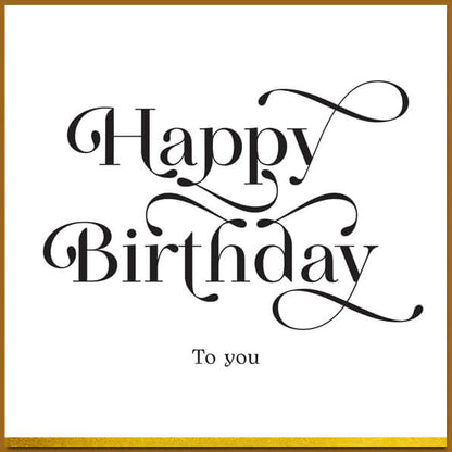 Verjaardagskaart zwart wit en goud, Happy birthday