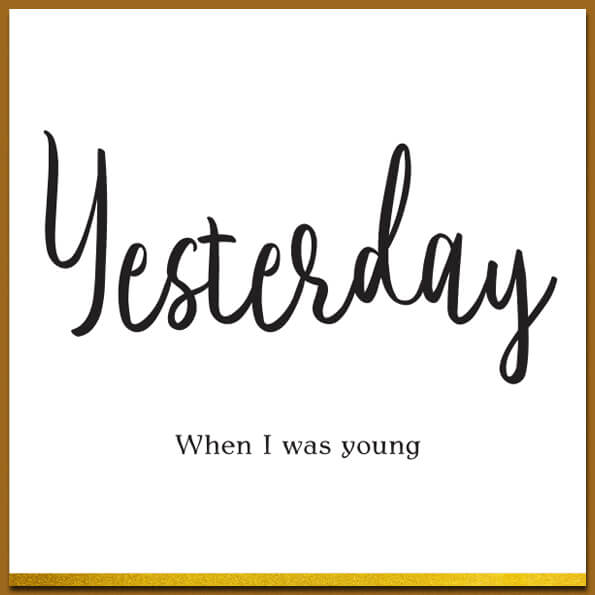 Kaarten zwart wit met leuke tekst 'Yesterday' en envelop