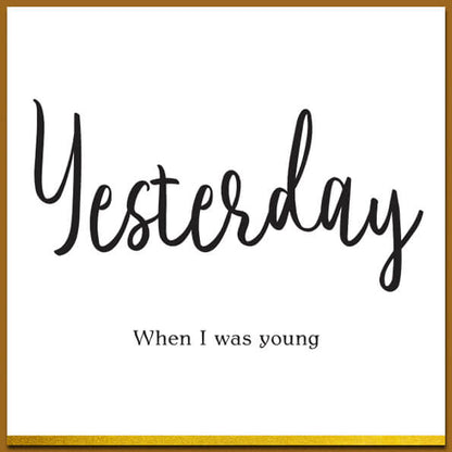 Kaarten zwart wit met leuke tekst 'Yesterday' en envelop