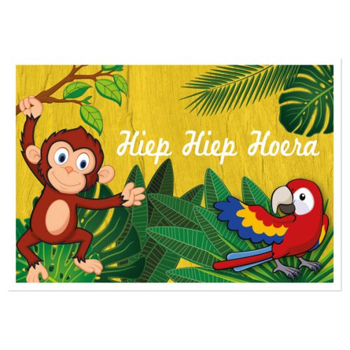 Verjaardagskaart met jungle dieren voor kind