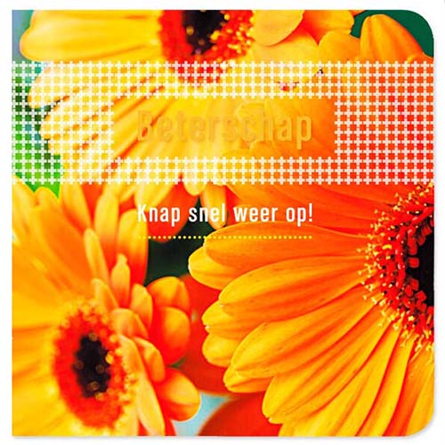 Beterschapskaart oranje bloemen