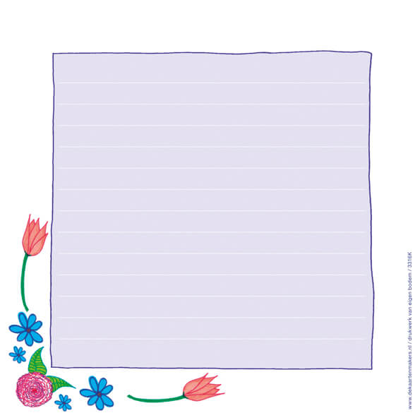 Beterschapskaart bloemetjes achterkant