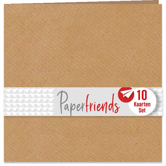 Blanco kaarten set van 10, kraft 155 x155 mm