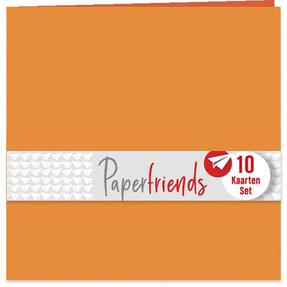 Oranje blanco dubbel kaarten, 10 st. 155 x155mm